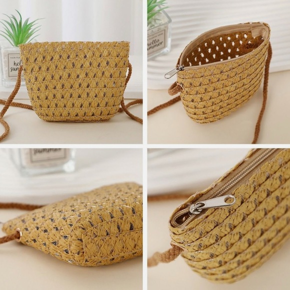 Handmade Straw Handbag, Shoulder Bags or Coin Purse - Picture 1 of 4